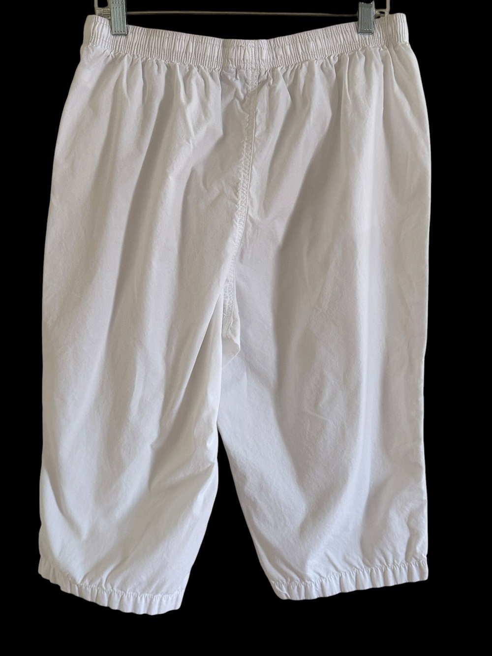 KIM ROGERS PETITE WHITE COTTON CROPPED CAPRI PANTS Elastic Drawstring Waist - Picture 6 of 11